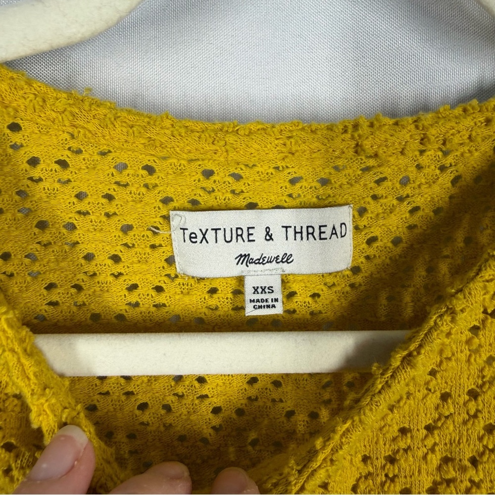 Madewell | Flutter Sleeve Eyelet Short Sleeve Top Yellow Women's Size XXS - Picture 8 of 11